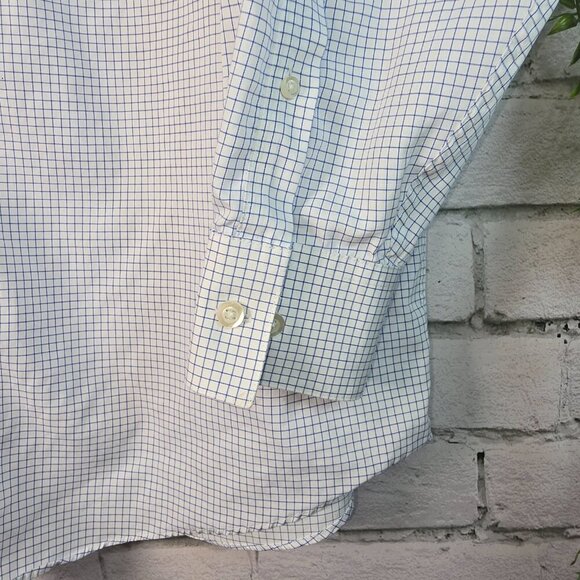 KENNETH COLE REACTION MENS LONG SLEEVE BUTTON DOWN WHITE AND BLUE PLAID SIZE XL - Picture 3 of 7